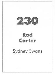 1990 Select AFL Stickers #230 Rod Carter Back